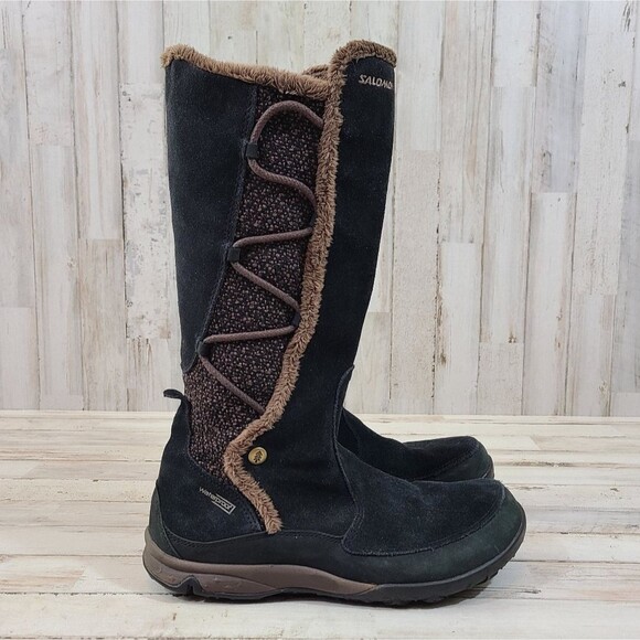 Salomon Women's Emmy Black Suede Thinsulate Waterproof Boots womens size 5.5 - Picture 1 of 10